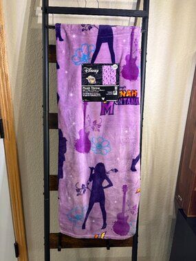 Disney Hannah Montana Plush Throw Blanket Purple 50x70 2000s Kid NWT